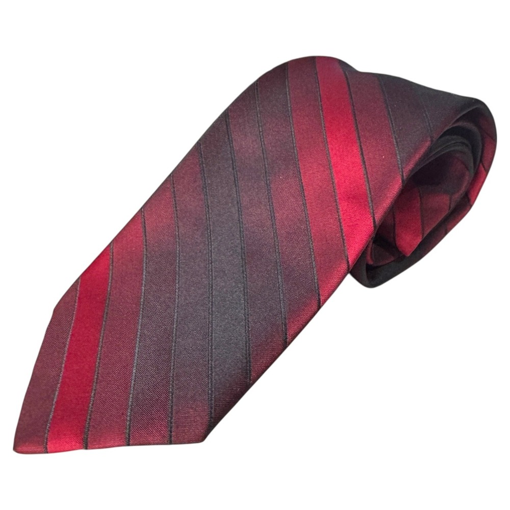 Christian Dior Monsieur Red‎ Stripe 100% Polyester Necktie - Men's